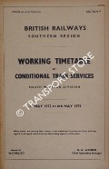 Working Timetable of Conditional Train Services - Section P - South Western Division, 1st May 1972 to 6th May 1973 by British Railways Southern Region